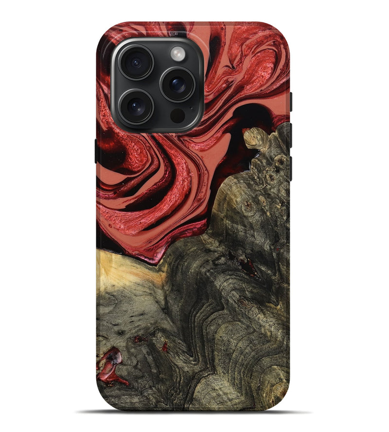iPhone 16 Pro Max Wood Live Edge Phone Case - Nona (Red, 801762)