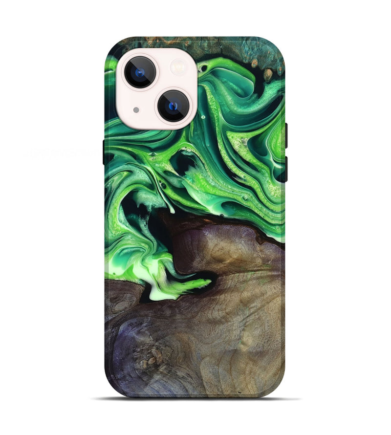 iPhone 13 Wood Live Edge Phone Case - Cletus (Green, 801766)
