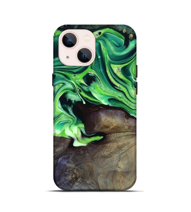 iPhone 13 mini Wood Live Edge Phone Case - Cletus (Green, 801766)