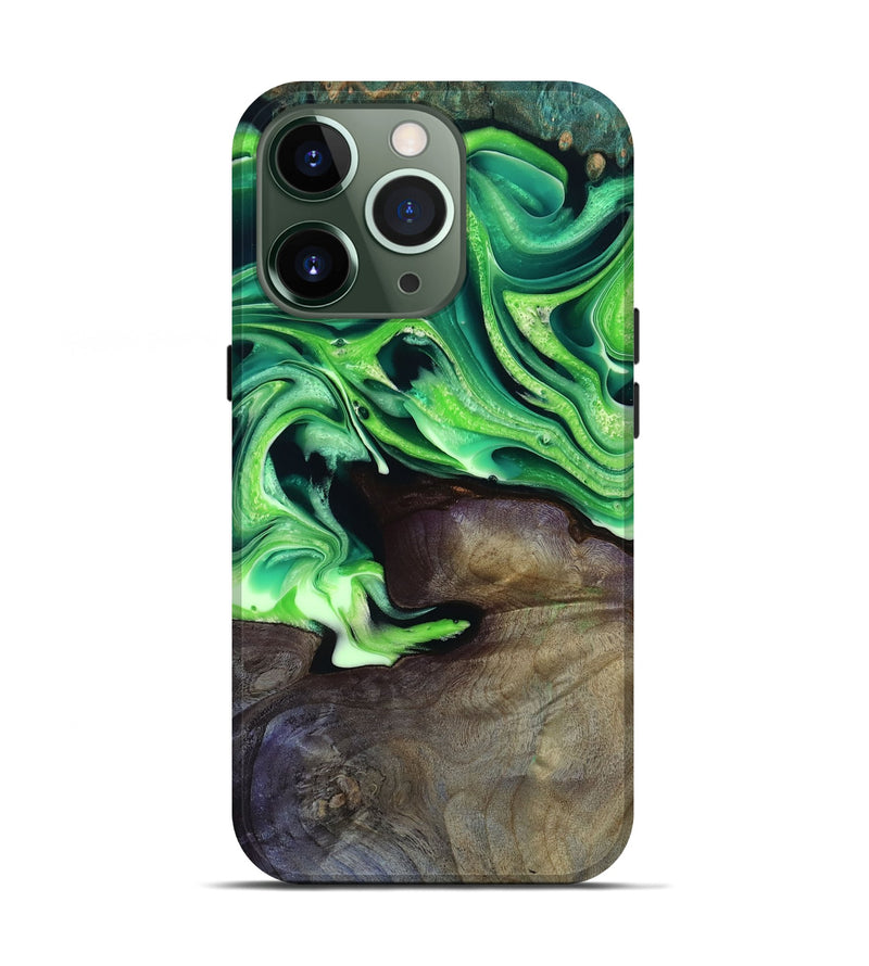 iPhone 13 Pro Wood Live Edge Phone Case - Cletus (Green, 801766)