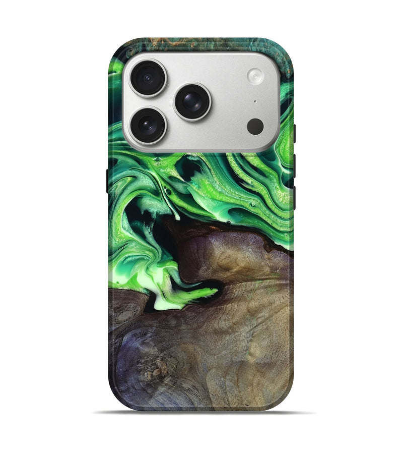 iPhone 17 Pro Wood Live Edge Phone Case - Cletus (Green, 801766)