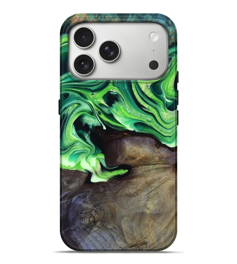 iPhone 17 Pro Max Wood Live Edge Phone Case - Cletus (Green, 801766)