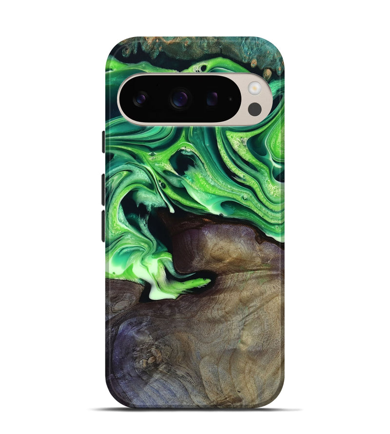 Pixel 9 Wood Live Edge Phone Case - Cletus (Green, 801766)
