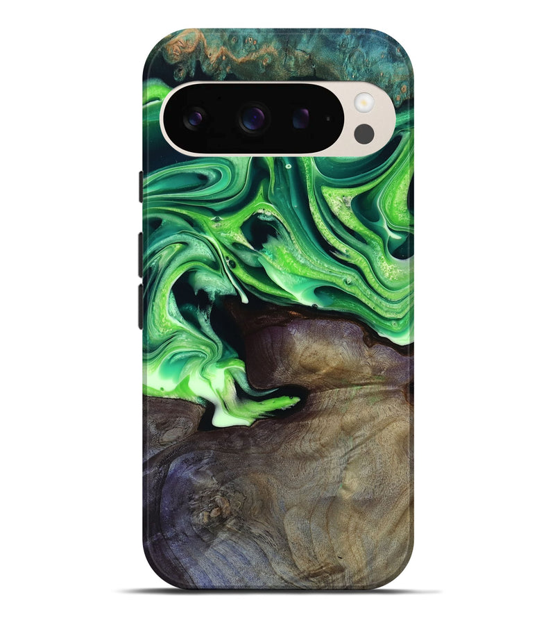 Pixel 9 Pro XL Wood Live Edge Phone Case - Cletus (Green, 801766)
