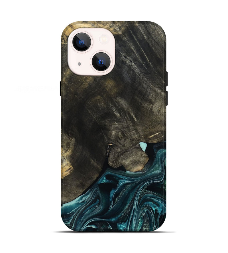 iPhone 13 Wood Live Edge Phone Case - Katlin (Blue, 801767)