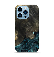 iPhone 14 Pro Wood Live Edge Phone Case - Katlin (Blue, 801767)