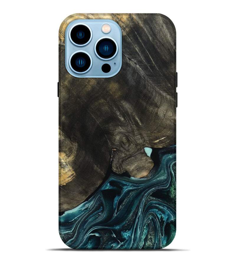 iPhone 14 Pro Max Wood Live Edge Phone Case - Katlin (Blue, 801767)