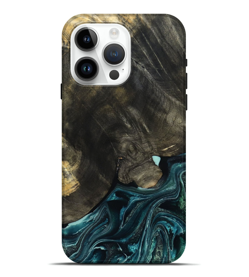 iPhone 15 Pro Max Wood Live Edge Phone Case - Katlin (Blue, 801767)