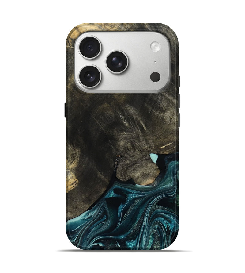 iPhone 17 Pro Wood Live Edge Phone Case - Katlin (Blue, 801767)