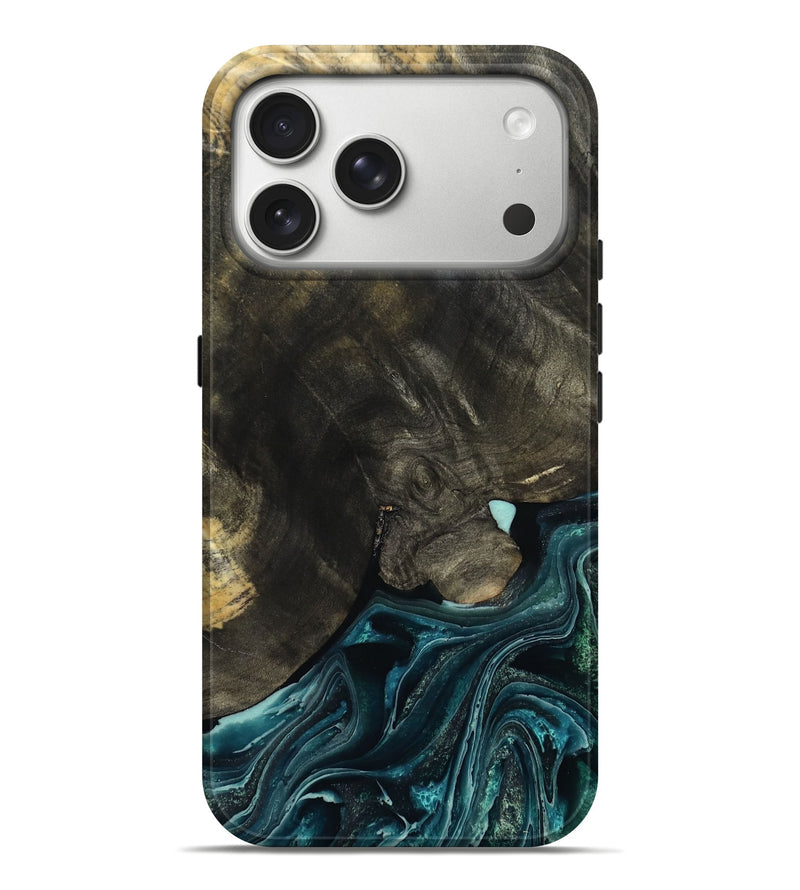 iPhone 17 Pro Max Wood Live Edge Phone Case - Katlin (Blue, 801767)