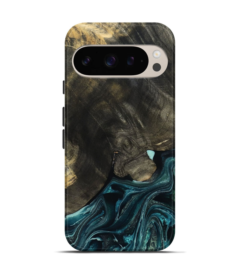 Pixel 9 Wood Live Edge Phone Case - Katlin (Blue, 801767)
