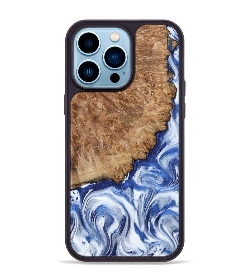 iPhone 14 Pro Max Wood Phone Case - Aleena (Blue, 801768)