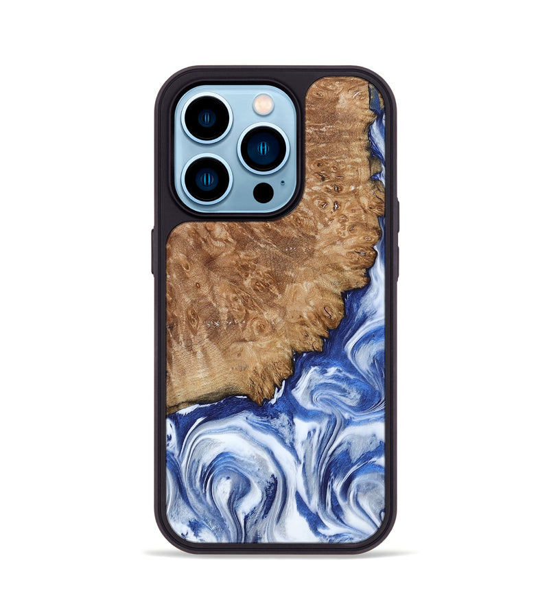 iPhone 14 Pro Wood Phone Case - Aleena (Blue, 801768)