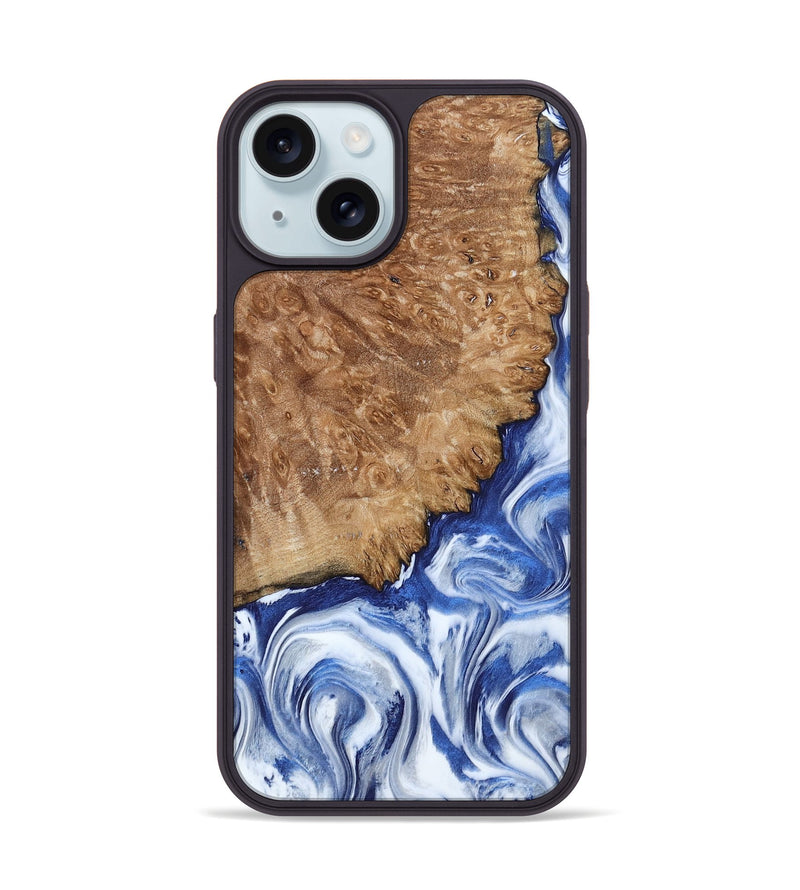 iPhone 15 Wood Phone Case - Aleena (Blue, 801768)