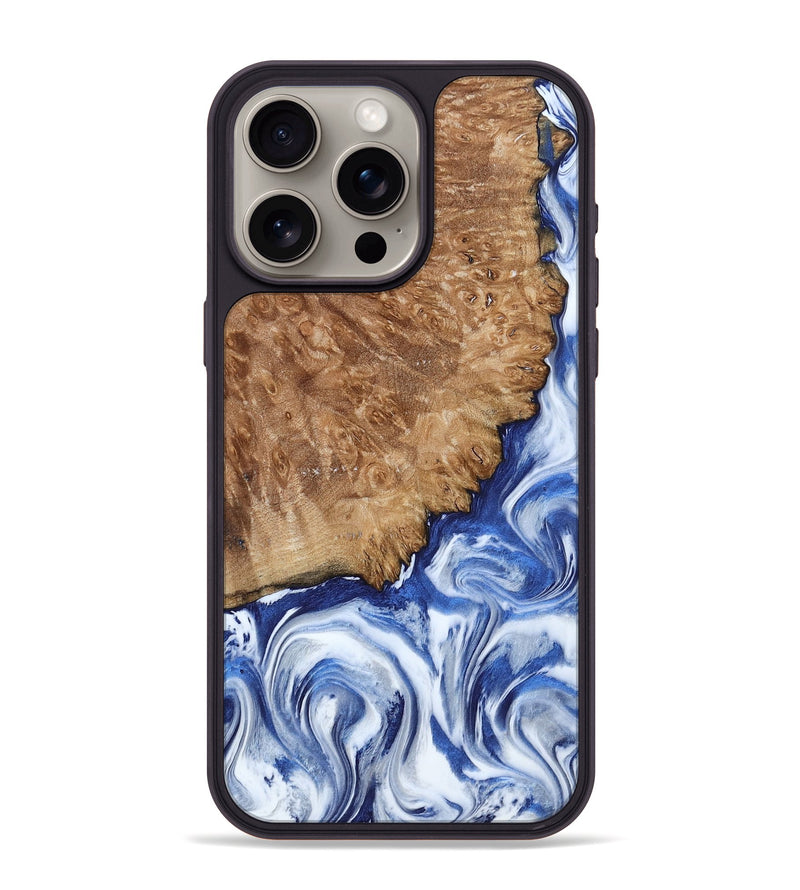 iPhone 15 Pro Max Wood Phone Case - Aleena (Blue, 801768)