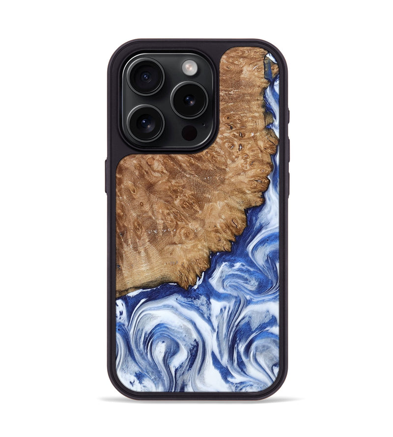 iPhone 15 Pro Wood Phone Case - Aleena (Blue, 801768)