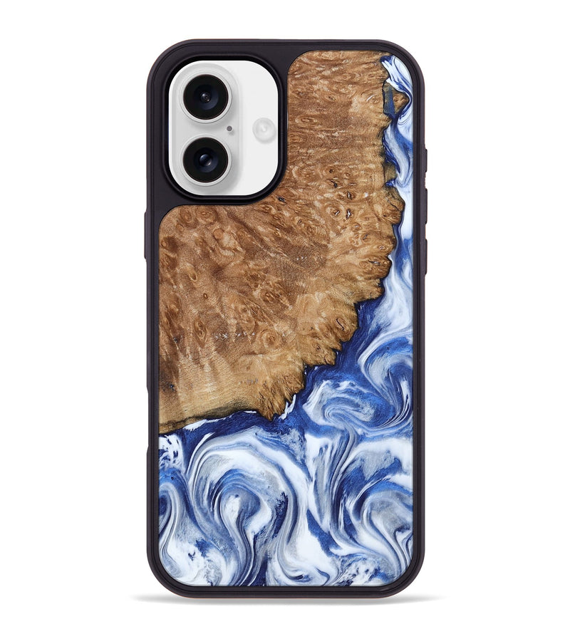 iPhone 16 Plus Wood Phone Case - Aleena (Blue, 801768)