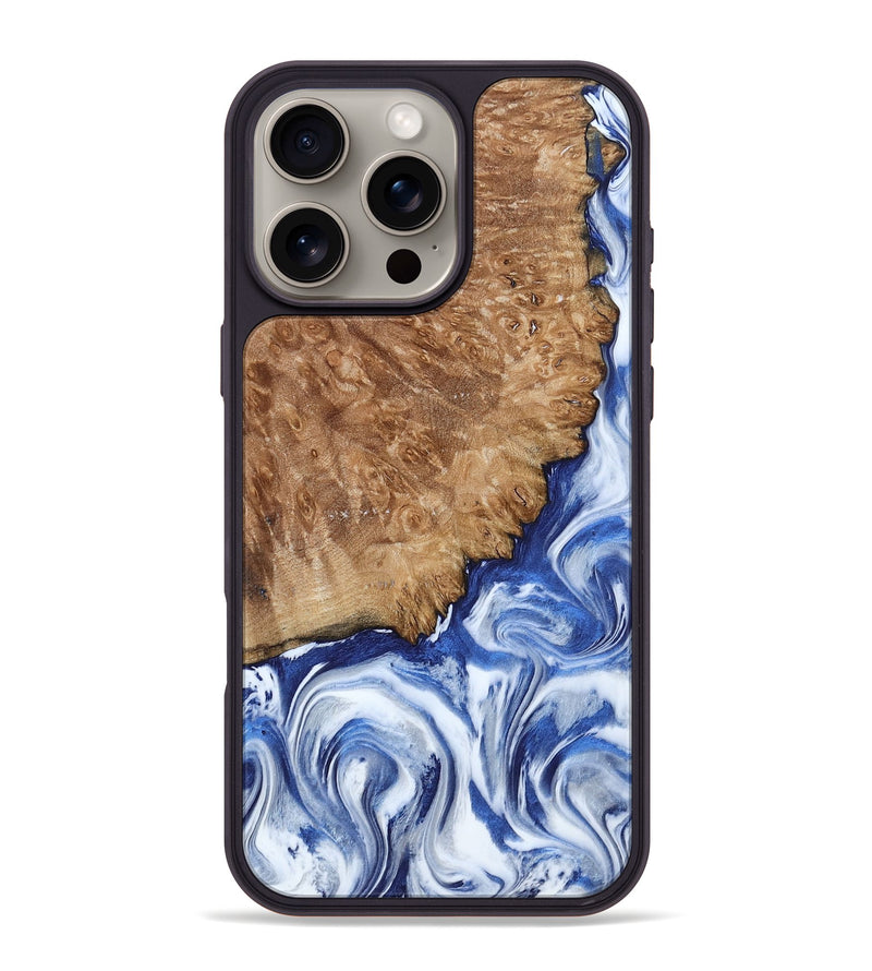 iPhone 16 Pro Max Wood Phone Case - Aleena (Blue, 801768)