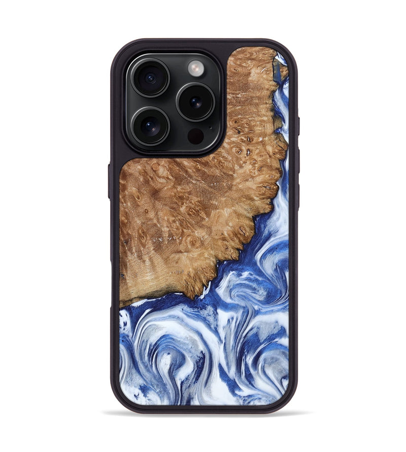 iPhone 16 Pro Wood Phone Case - Aleena (Blue, 801768)