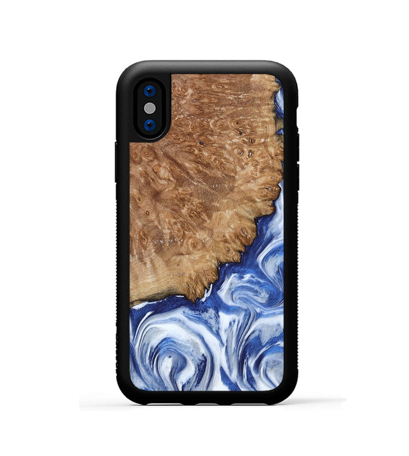 iPhone Xs Wood Phone Case - Aleena (Blue, 801768)