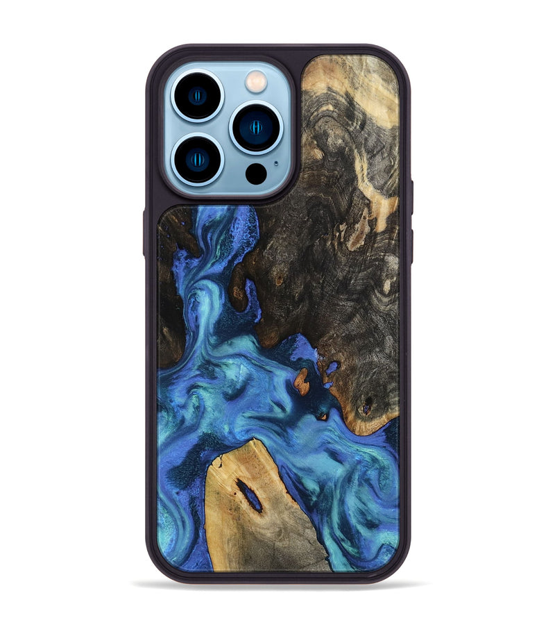 iPhone 14 Pro Max Wood Phone Case - Leanne (Blue, 801769)
