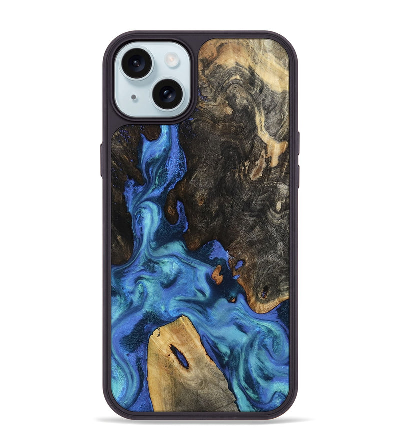 iPhone 15 Plus Wood Phone Case - Leanne (Blue, 801769)