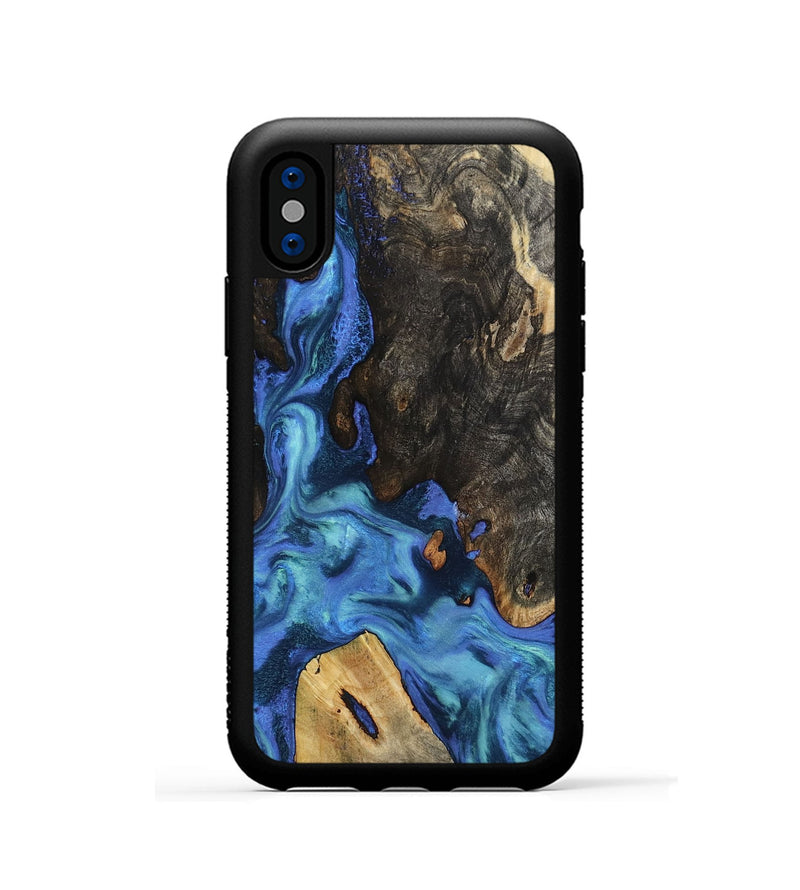 iPhone Xs Wood Phone Case - Leanne (Blue, 801769)
