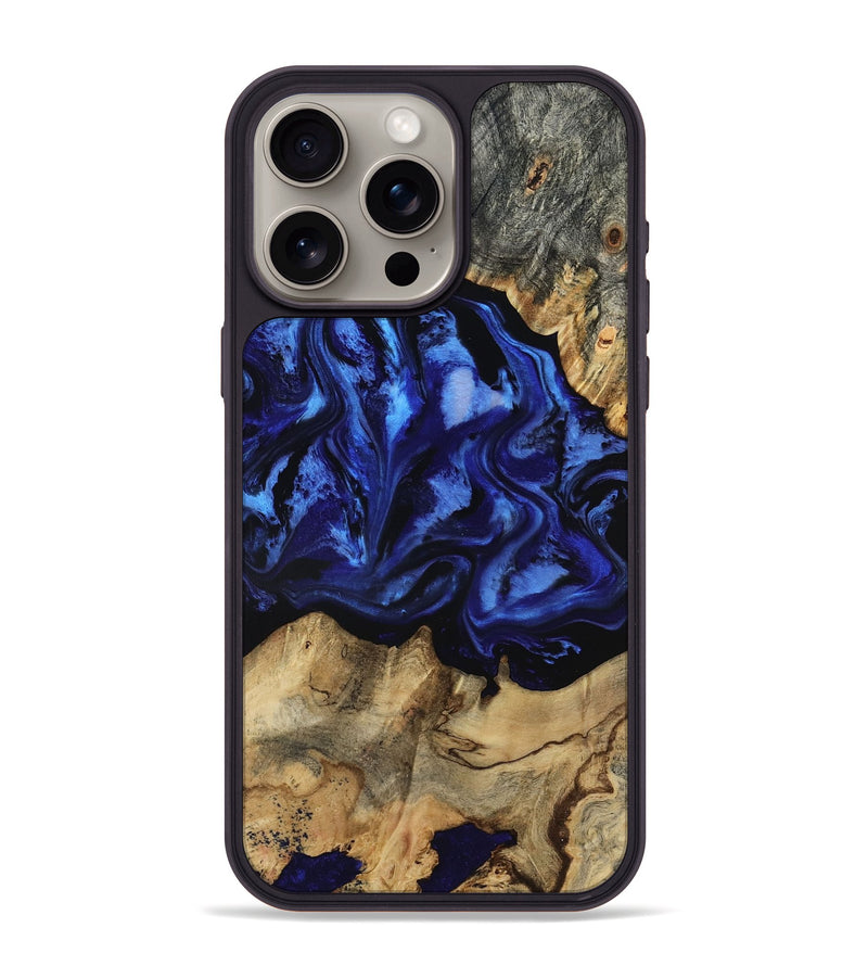 iPhone 15 Pro Max Wood Phone Case - Tayler (Blue, 801770)