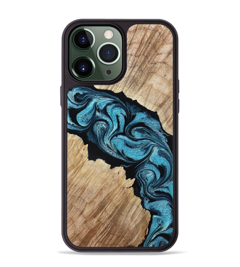 iPhone 13 Pro Max Wood Phone Case - Isa (Blue, 801771)