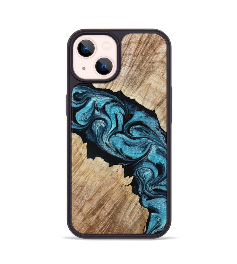 iPhone 14 Wood Phone Case - Isa (Blue, 801771)