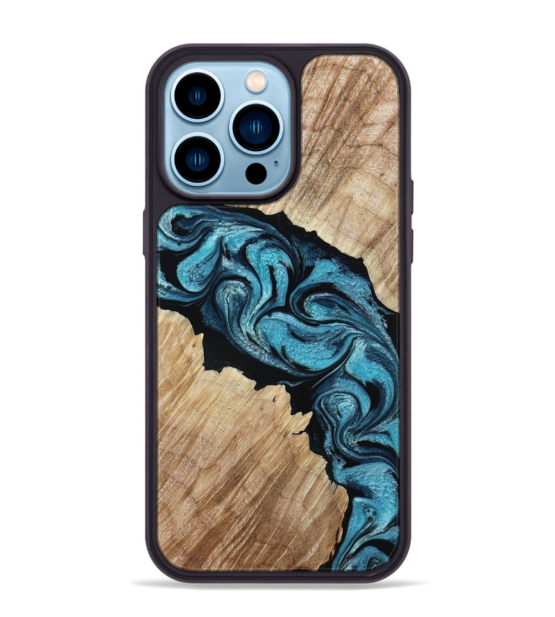 iPhone 14 Pro Max Wood Phone Case - Isa (Blue, 801771)