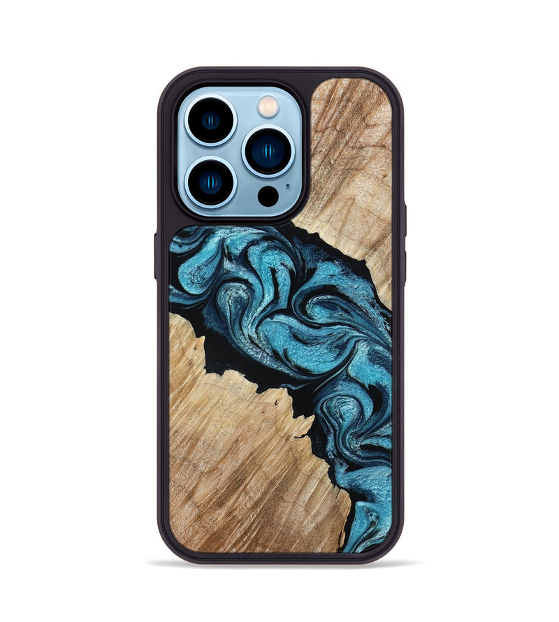 iPhone 14 Pro Wood Phone Case - Isa (Blue, 801771)