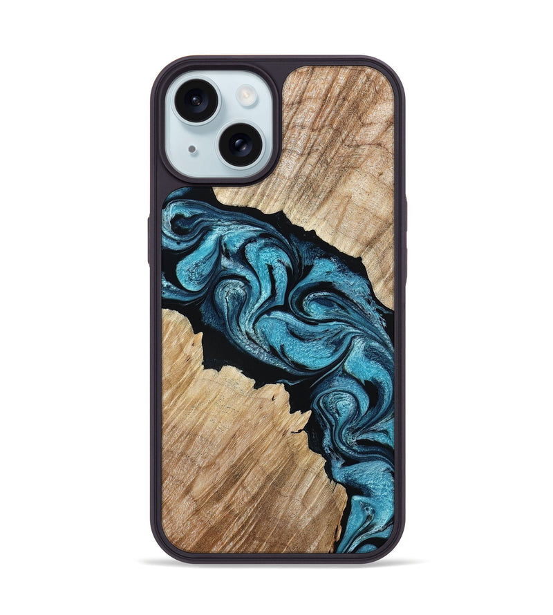 iPhone 15 Wood Phone Case - Isa (Blue, 801771)