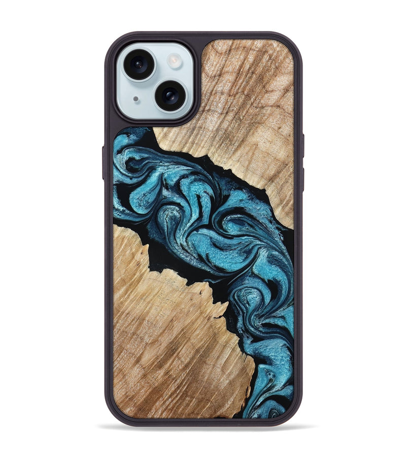 iPhone 15 Plus Wood Phone Case - Isa (Blue, 801771)
