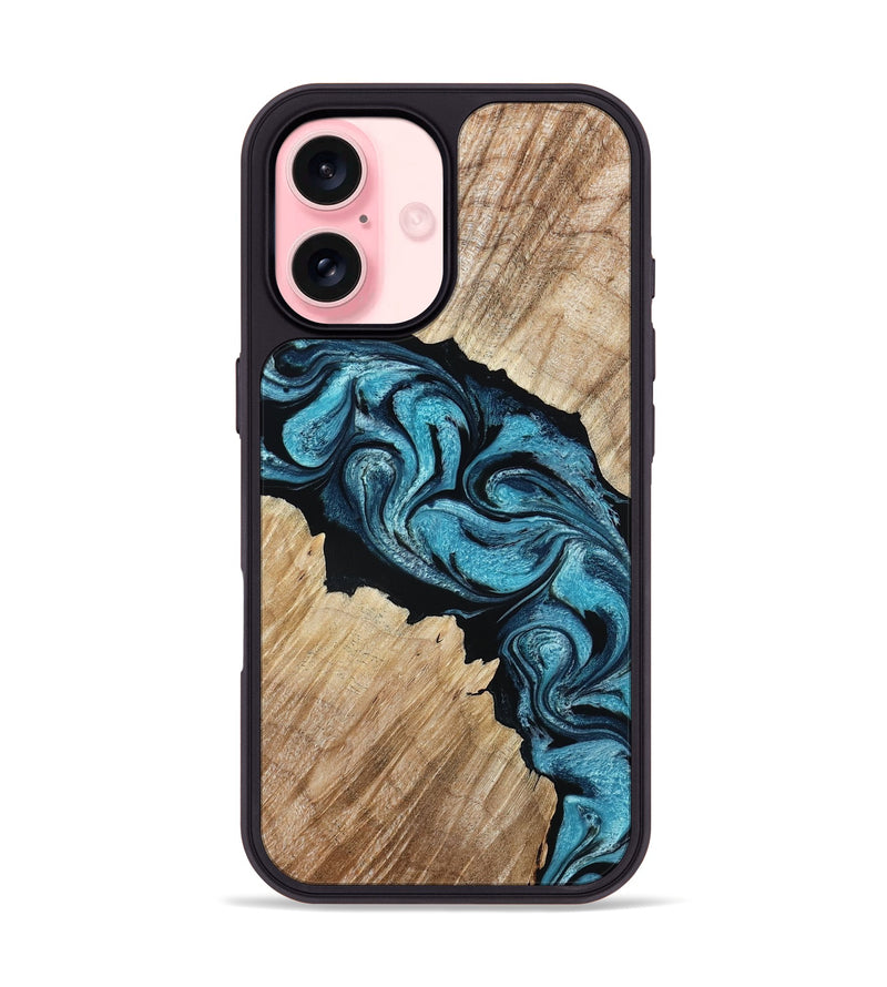 iPhone 16 Wood Phone Case - Isa (Blue, 801771)