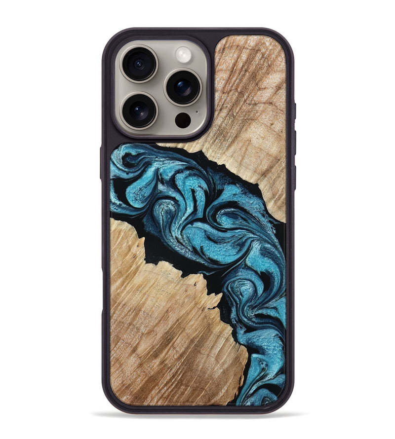 iPhone 16 Pro Max Wood Phone Case - Isa (Blue, 801771)