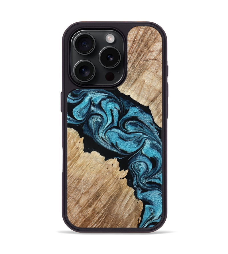iPhone 16 Pro Wood Phone Case - Isa (Blue, 801771)