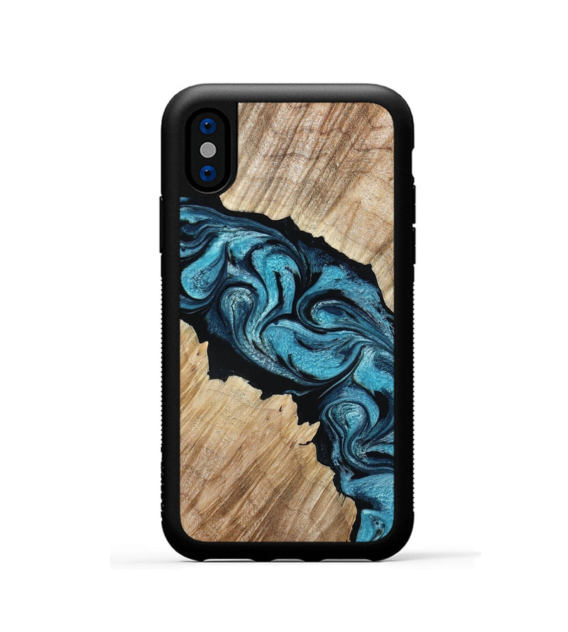 iPhone Xs Wood Phone Case - Isa (Blue, 801771)