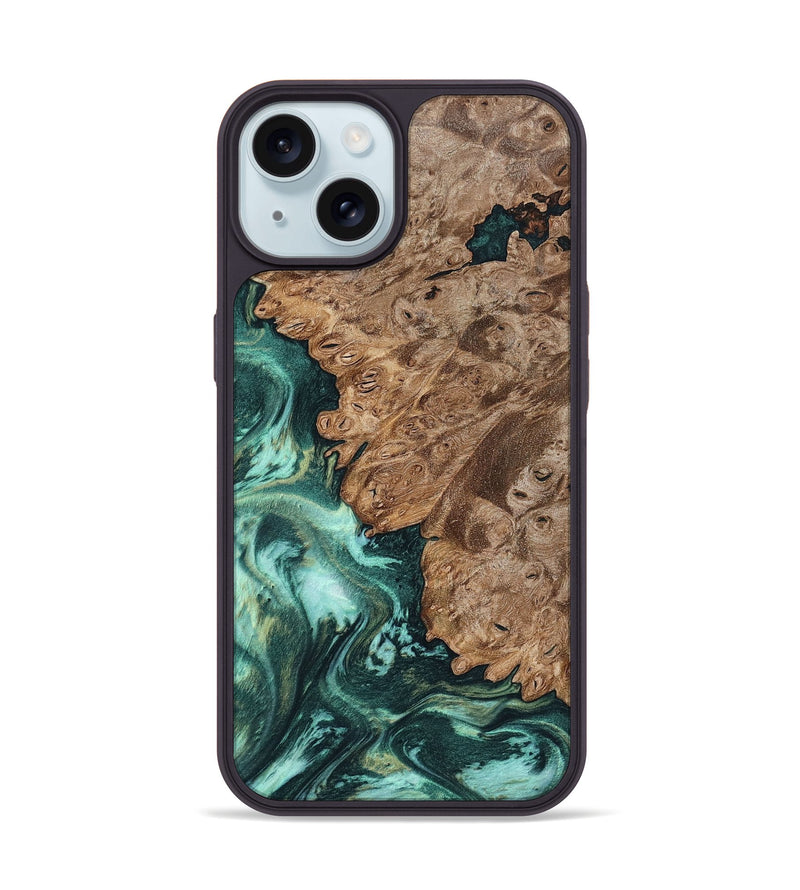 iPhone 15 Wood Phone Case - Ned (Green, 801773)