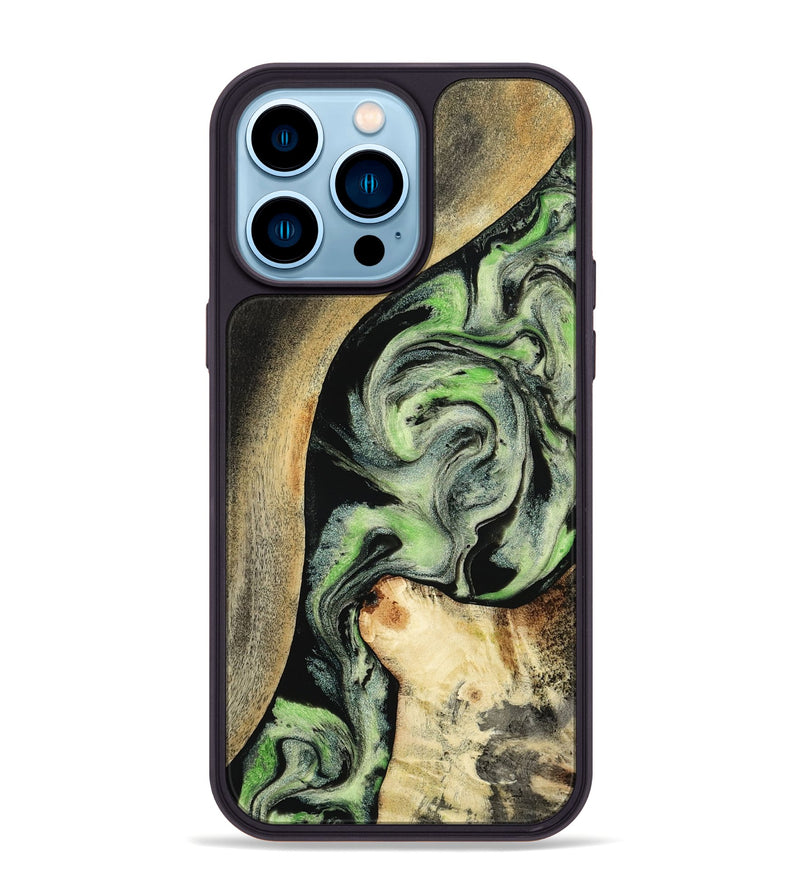 iPhone 14 Pro Max Wood Phone Case - Zev (Green, 801775)