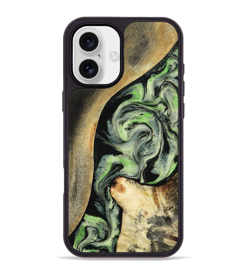 iPhone 16 Plus Wood Phone Case - Zev (Green, 801775)
