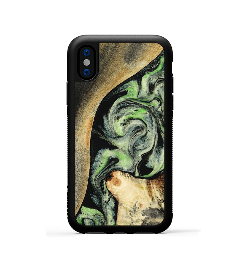 iPhone Xs Wood Phone Case - Zev (Green, 801775)