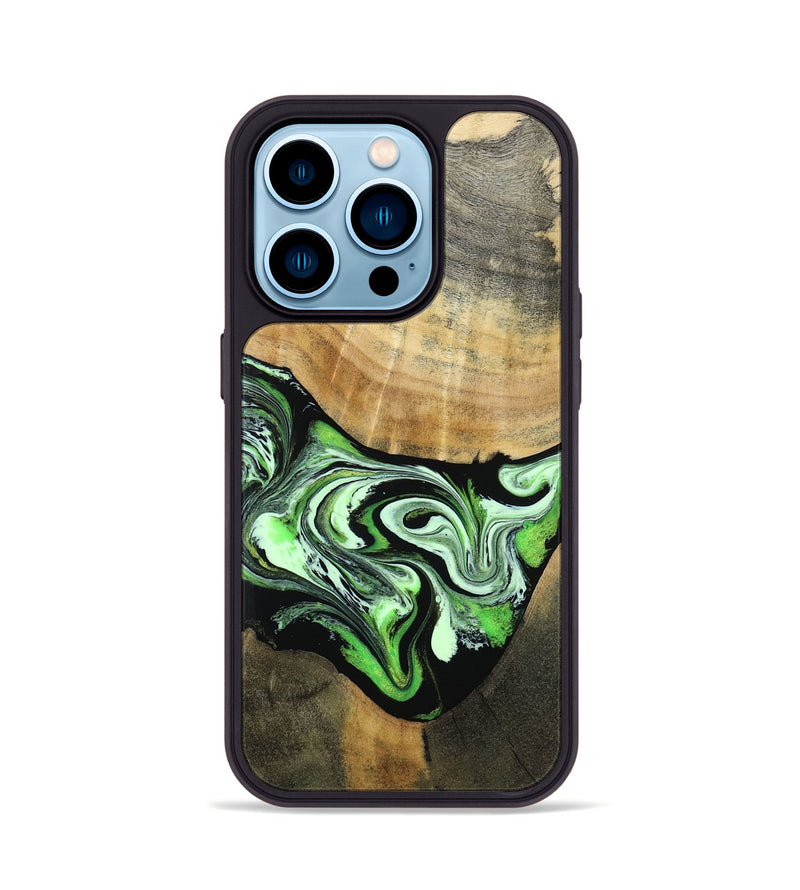 iPhone 14 Pro Wood Phone Case - Tomas (Green, 801776)