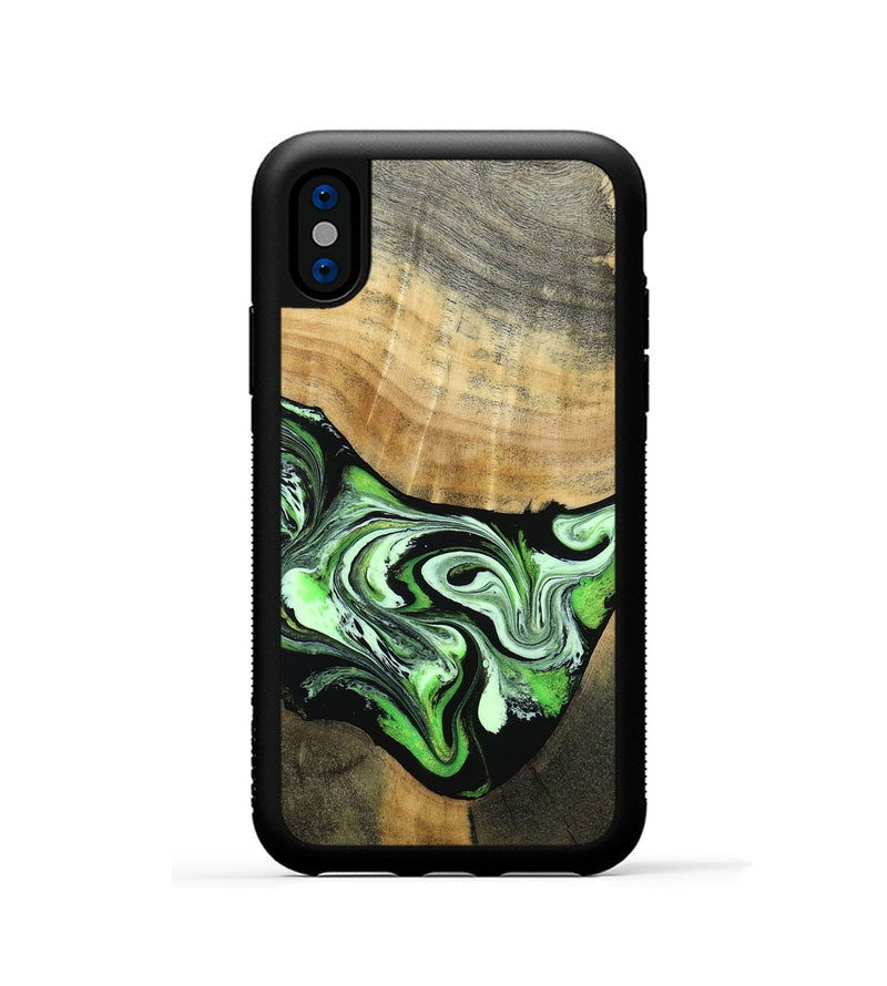 iPhone Xs Wood Phone Case - Tomas (Green, 801776)