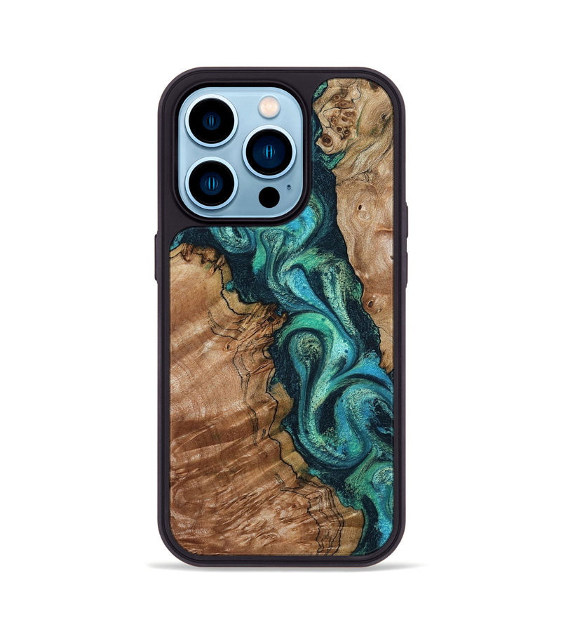 iPhone 14 Pro Wood Phone Case - Milena (Green, 801777)