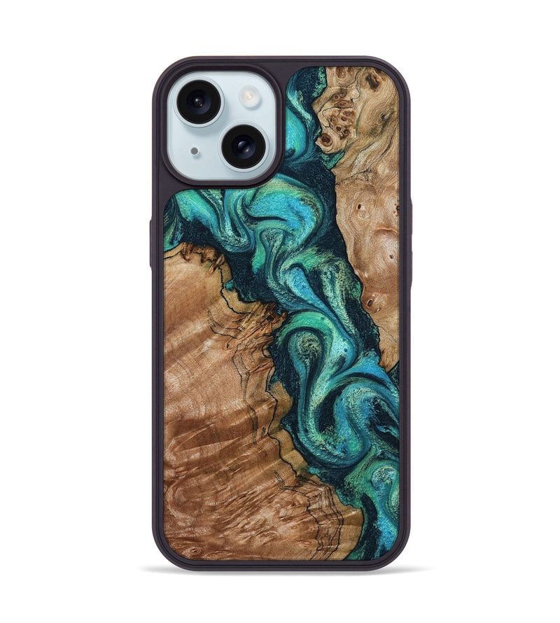 iPhone 15 Wood Phone Case - Milena (Green, 801777)