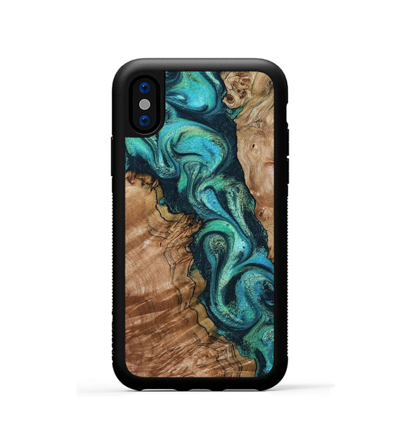 iPhone Xs Wood Phone Case - Milena (Green, 801777)