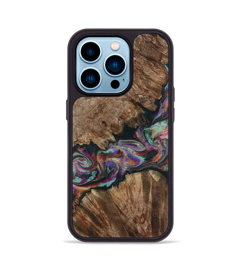 iPhone 14 Pro Wood Phone Case - Casey (Green, 801778)