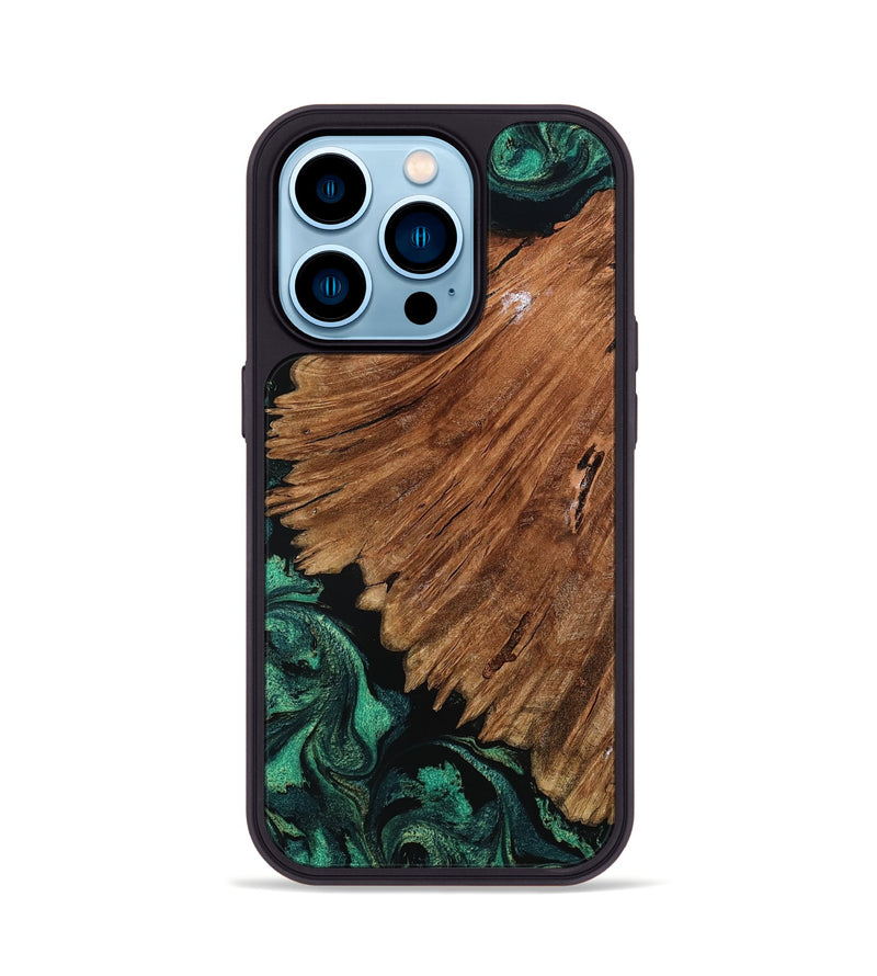 iPhone 14 Pro Wood Phone Case - Tyesha (Green, 801781)