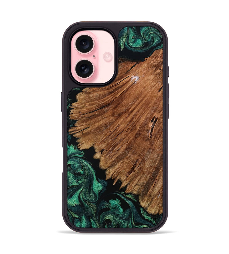 iPhone 16 Wood Phone Case - Tyesha (Green, 801781)